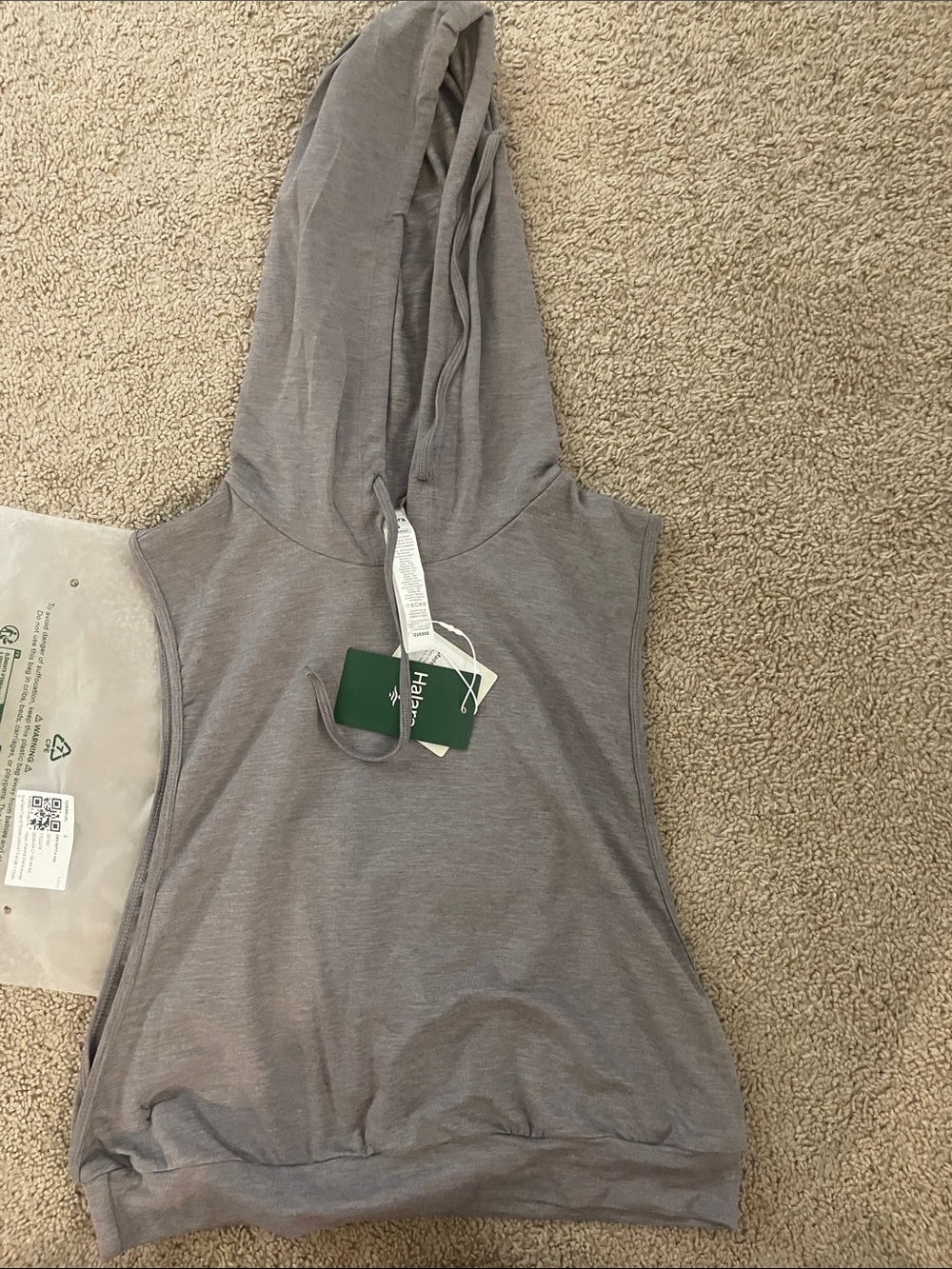 HALARA Gray Sleeveless Hooded Tank Top
